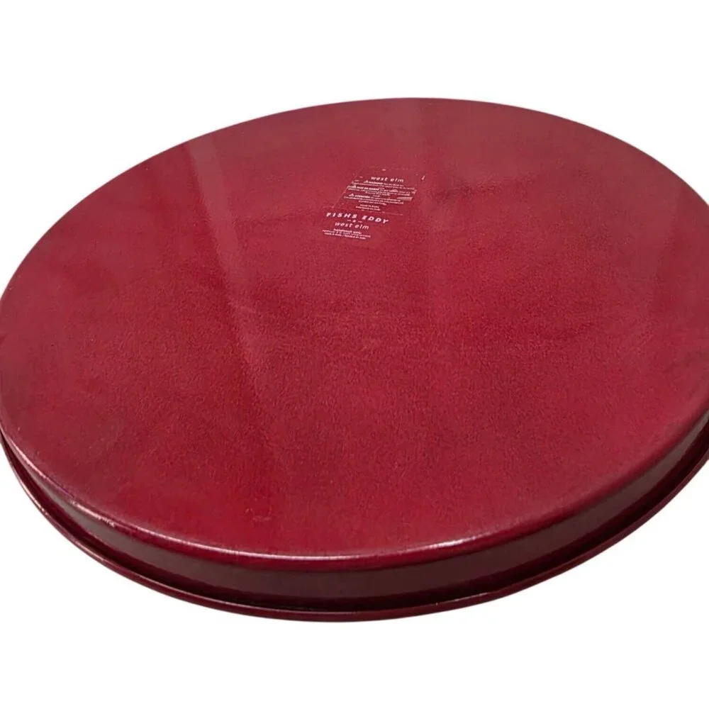 West Elm Fishs Eddy Camp Big Tree Round Metal Tray 14”D Rustic Cabin Decor